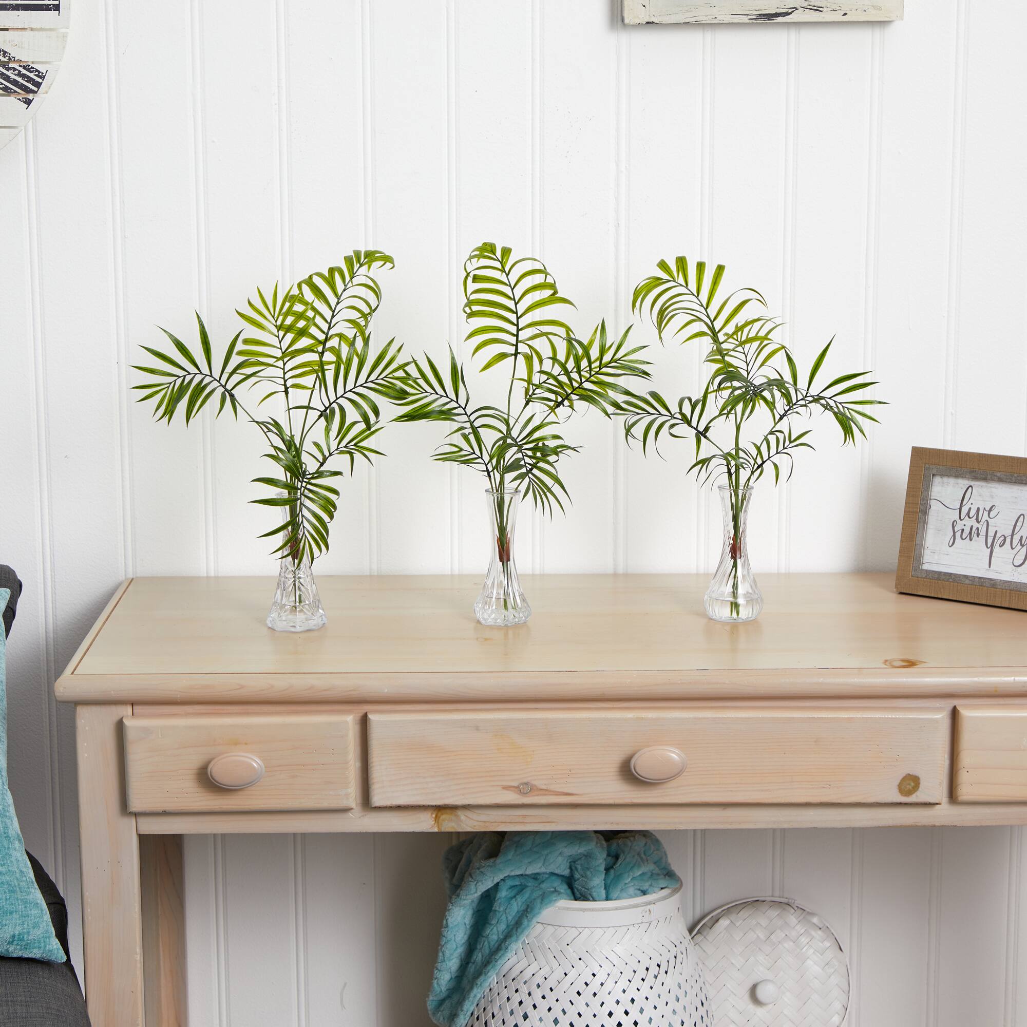 19" Mini Palm in Vase, 3ct.